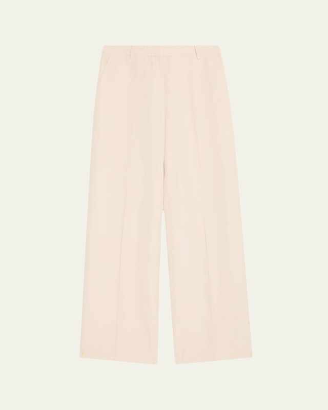 Gates Wide-Leg Silk-Linen Pants
